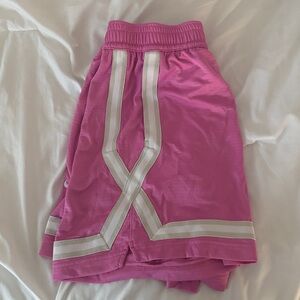 Nike Women's Bright Pink Athletic Shorts with White Trim